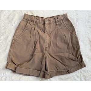 Vintage 90s Bill Blass High Rise Mom Shorts Pleated Front Cuffed Brown Size 26